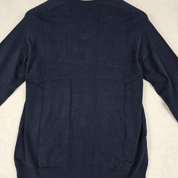 AG Adriano Green Label Men Navy V-Neck Sweater Rayon Blend Medium Vented Panels - Picture 12 of 13